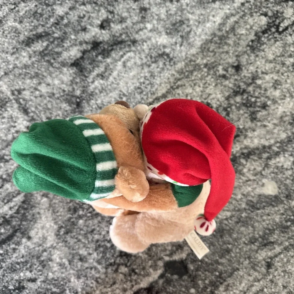 Vintage Caltoy 10in Hugging Christmas Teddy Bears Plush Stuffed Animal Rare 90s